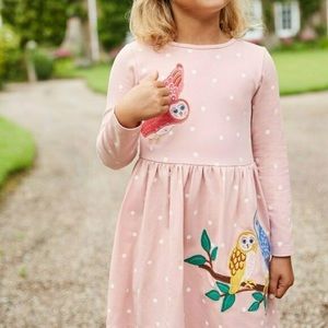 NWT MINI BODEN Owl Appliqué Dress-7-8y